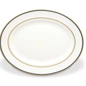 KATE SPADE LENOX Library Lane Navy Oval Platter Serving Tray Dining USA Bone